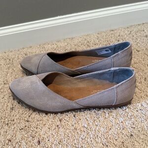 Toms Taupe Suede-Texture Pointed Slip-On Flats